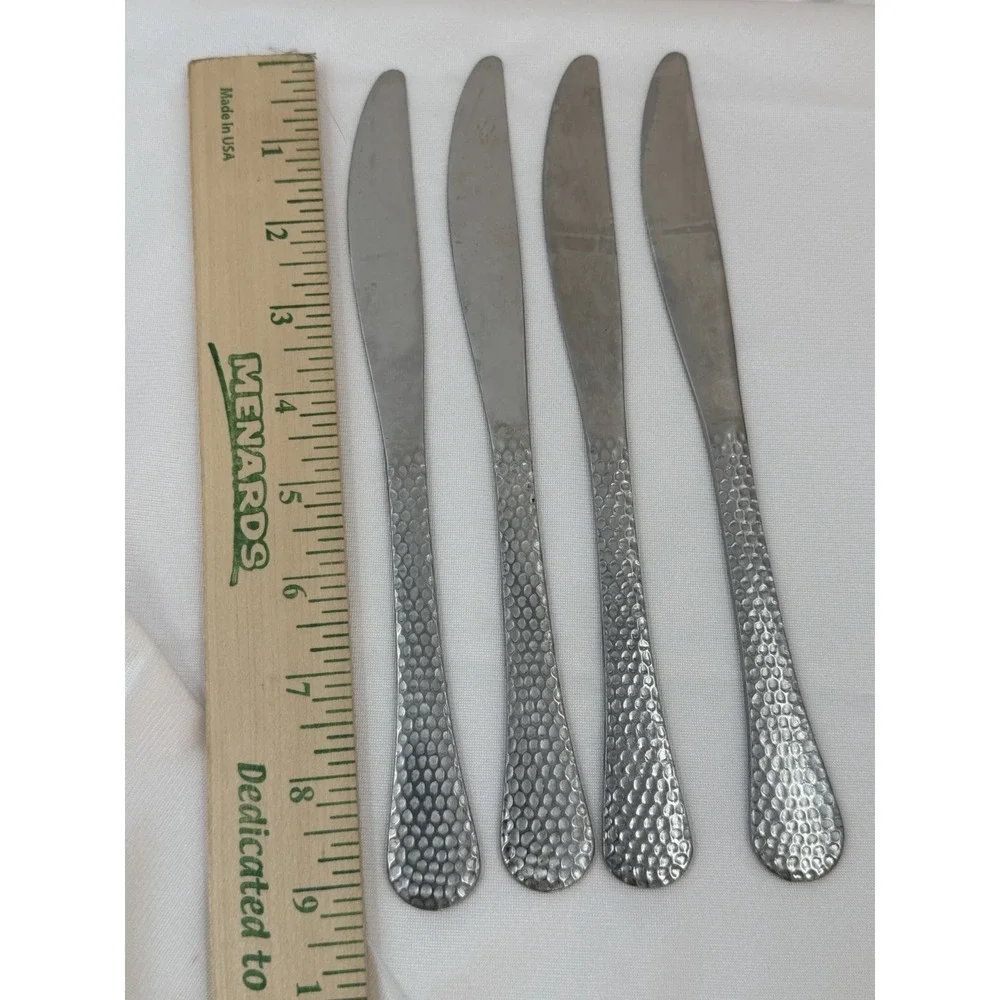 Farberware Pebble Beach Hammered Stainless Dinner Knives Set of 4 HTF Retired